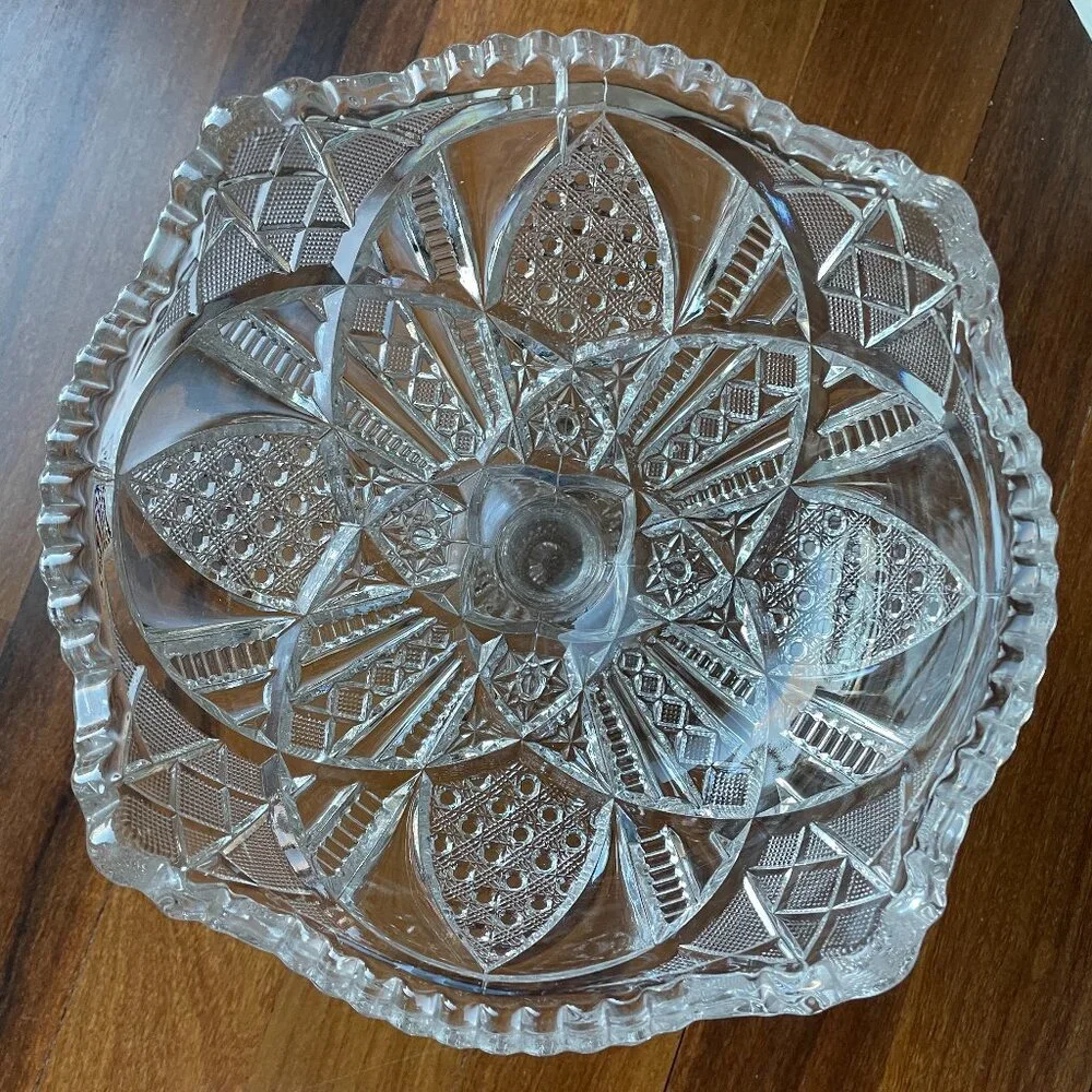Vintage Mckee Sunbeam EPAG Pressed Glass Large Compote Bowl - Picture 2 of 5